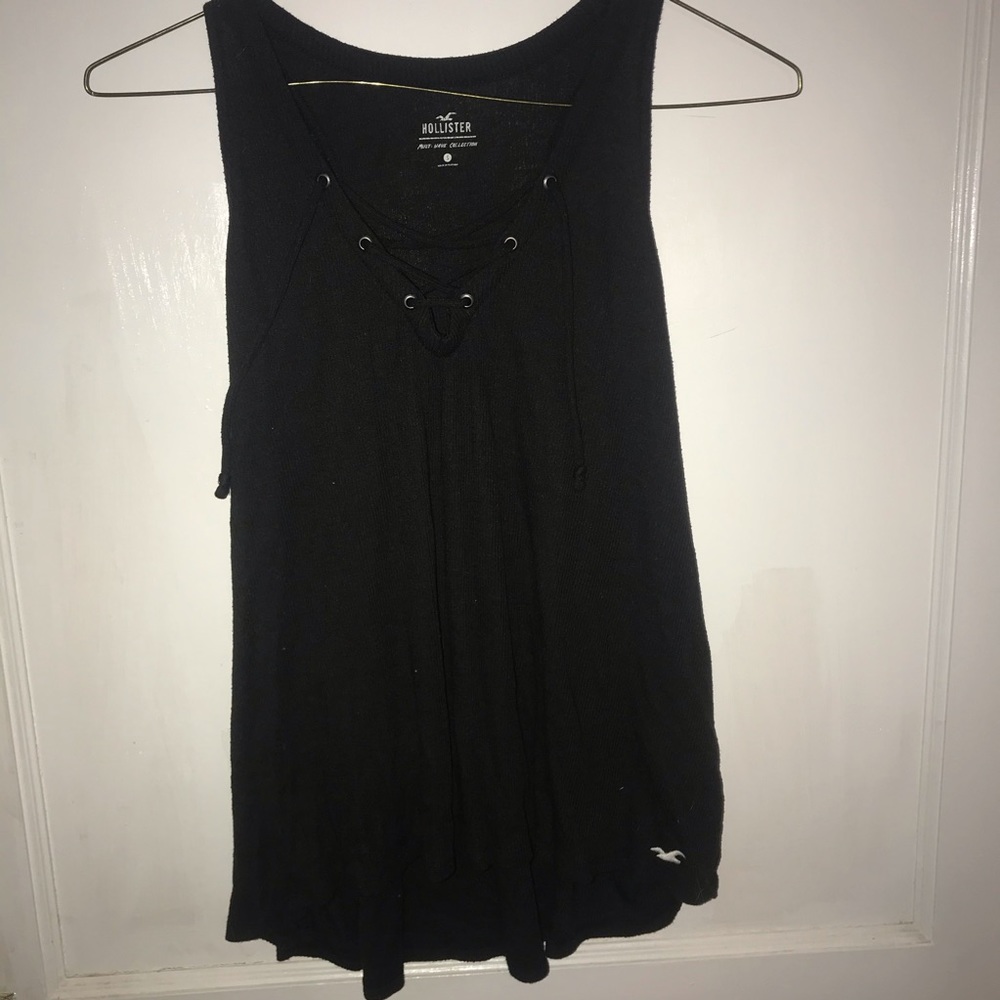 Hollister Black Tank top criss cross ties